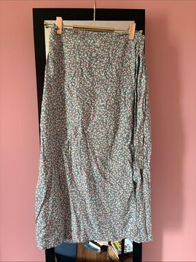 Floral Abstract Wrap Midi Skirt